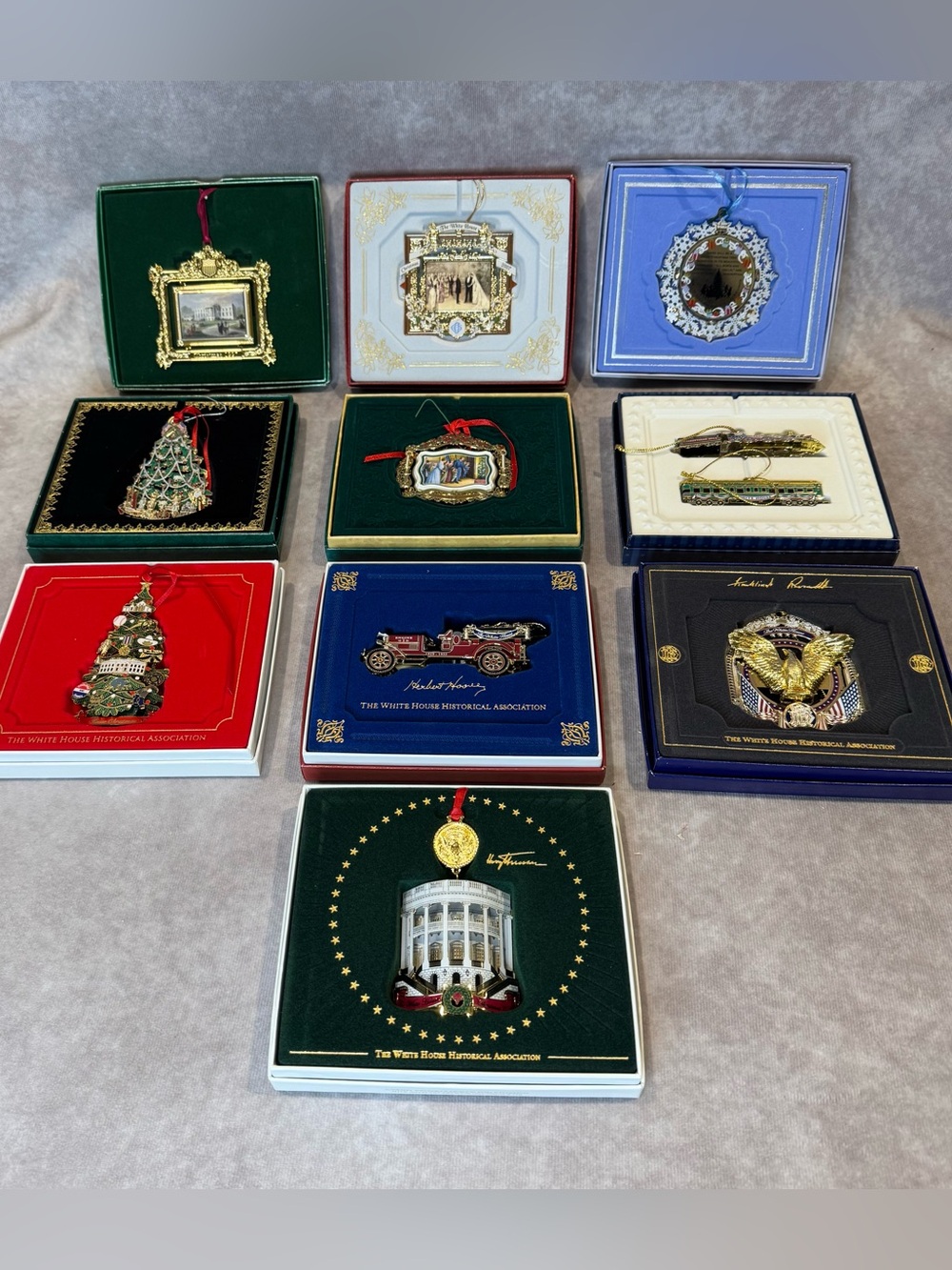 Lot of 10 - The White House Historical Association Christmas Ornaments